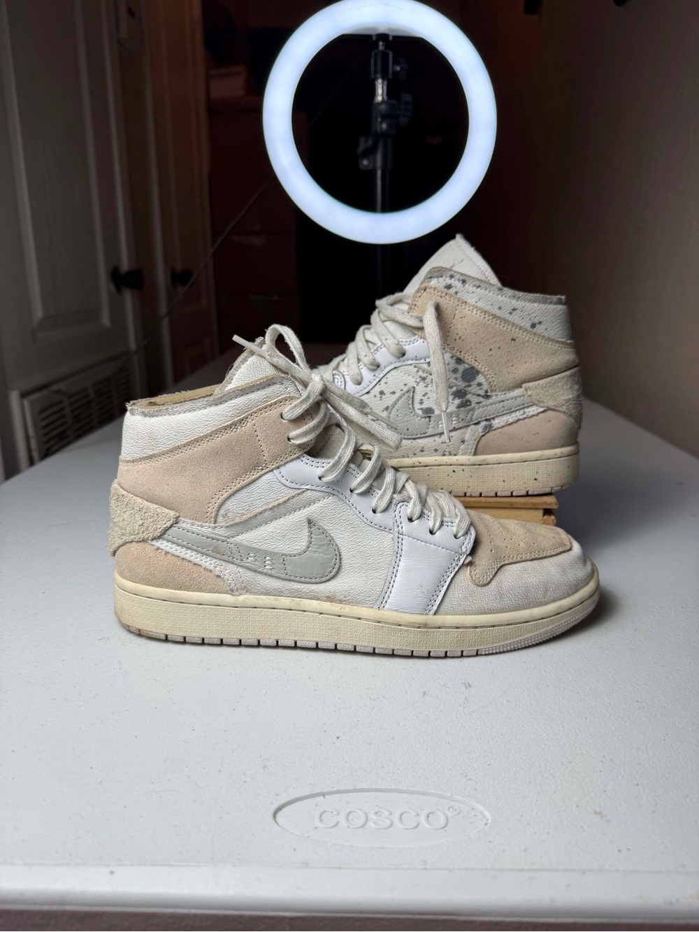 Jordan High-Top Sneakers in Cream and White